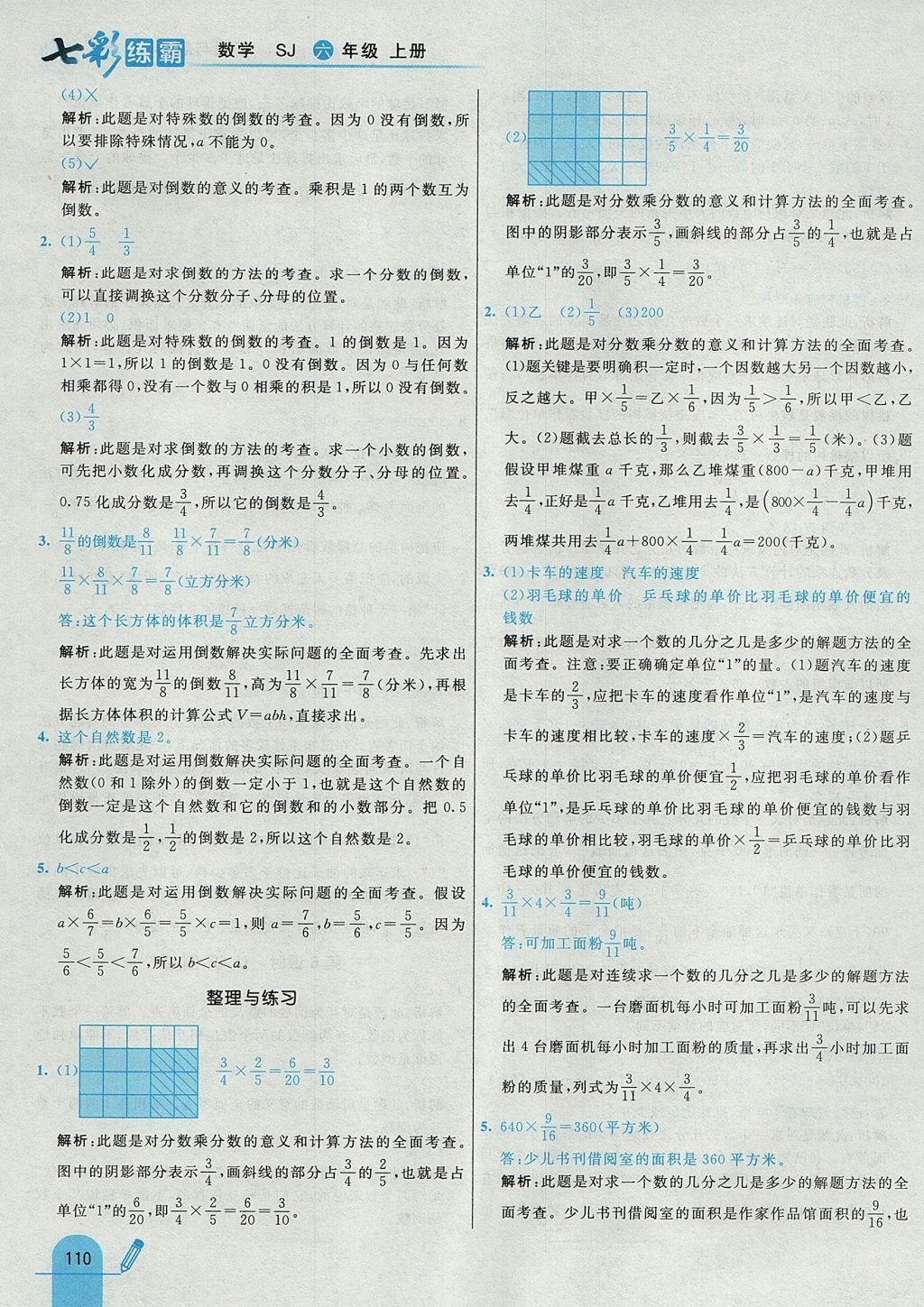 2017年七彩练霸六年级数学上册苏教版 参考答案第18页