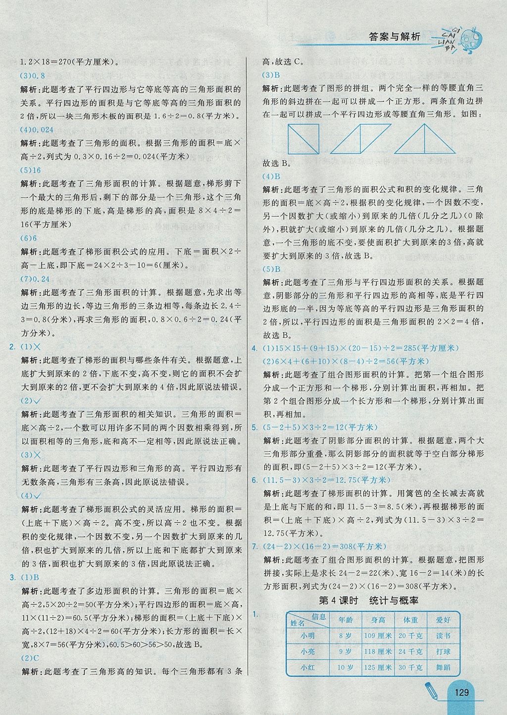 2017年七彩练霸五年级数学上册苏教版 参考答案第45页