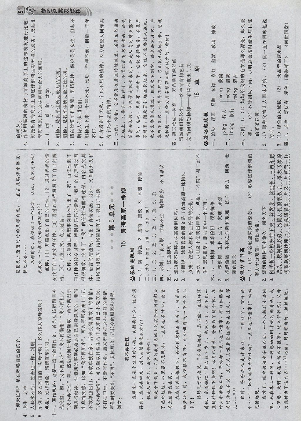 2017年綜合應(yīng)用創(chuàng)新題典中點(diǎn)六年級語文上冊蘇教版 參考答案第9頁