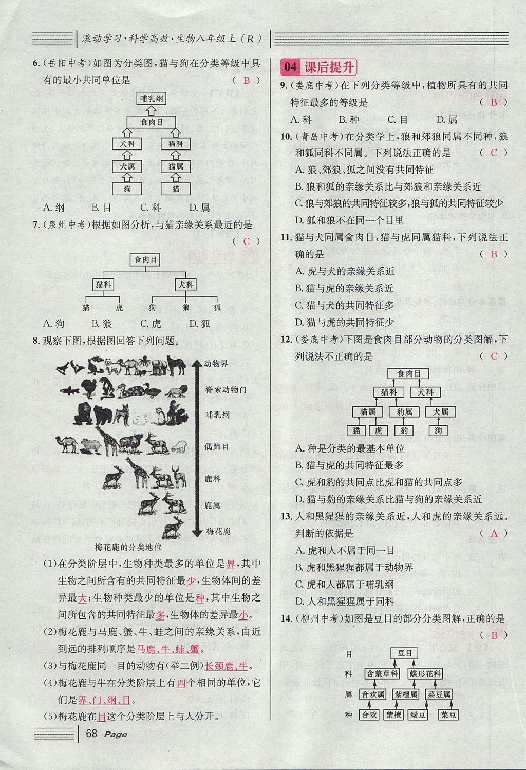 2017年名校課堂滾動(dòng)學(xué)習(xí)法八年級(jí)生物上冊(cè)人教版 第六單元 生物的多樣性及其保護(hù)第92頁