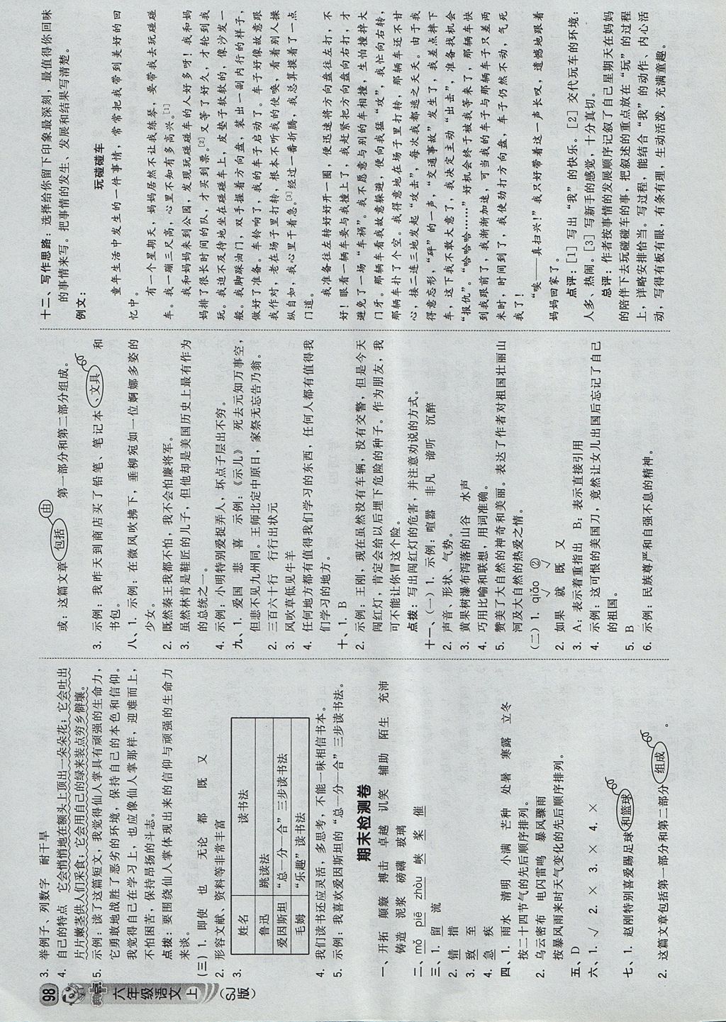 2017年綜合應用創(chuàng)新題典中點六年級語文上冊蘇教版 參考答案第16頁