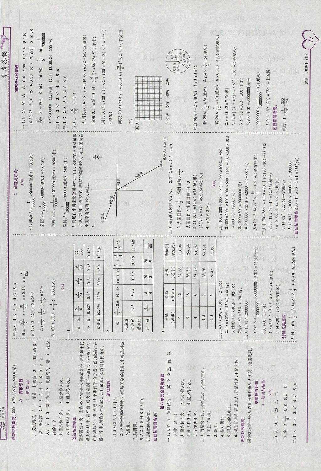 2017年全優(yōu)備考六年級數(shù)學(xué)上冊冀教版 參考答案第7頁