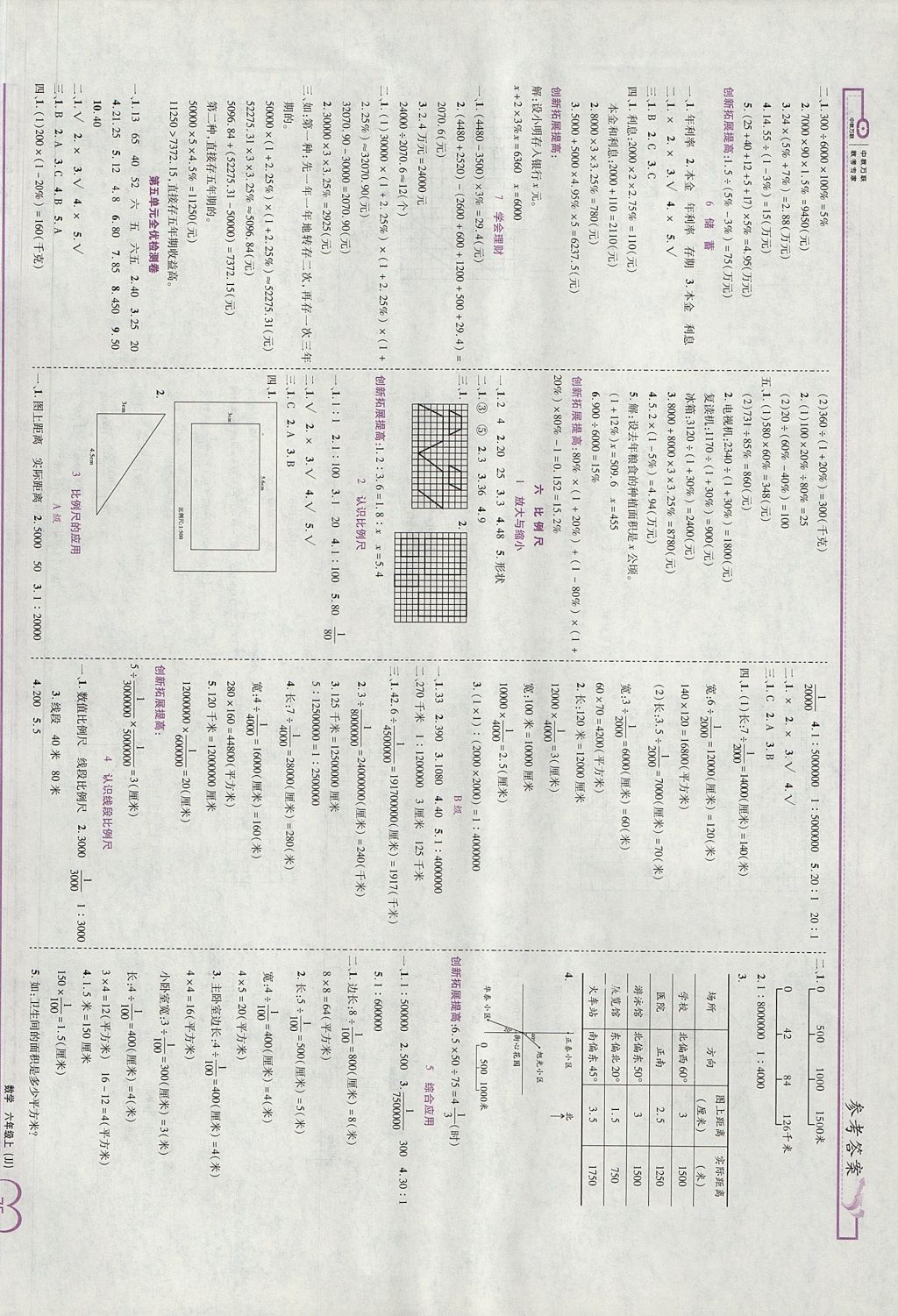 2017年全優(yōu)備考六年級(jí)數(shù)學(xué)上冊(cè)冀教版 參考答案第5頁