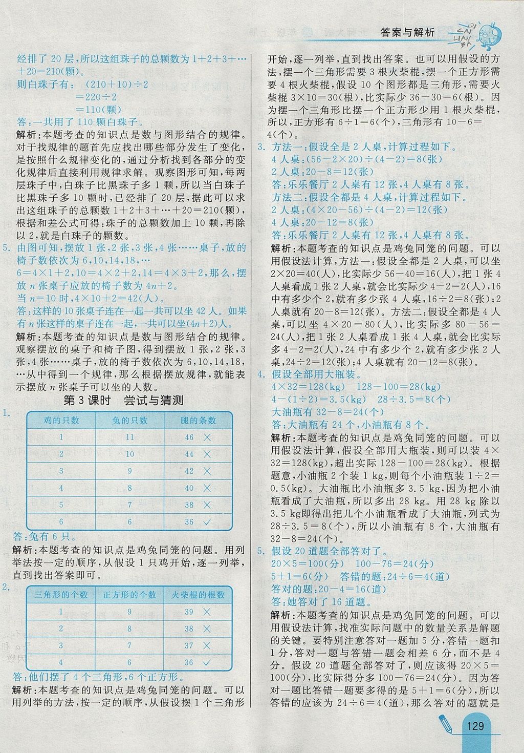 2017年七彩練霸五年級數(shù)學上冊北師大版 參考答案第45頁