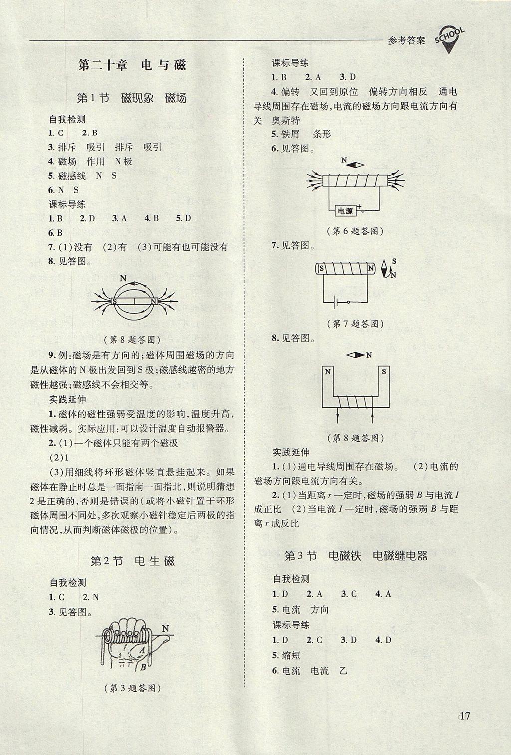 2017年新課程問(wèn)題解決導(dǎo)學(xué)方案九年級(jí)物理全一冊(cè)人教版 參考答案第17頁(yè)