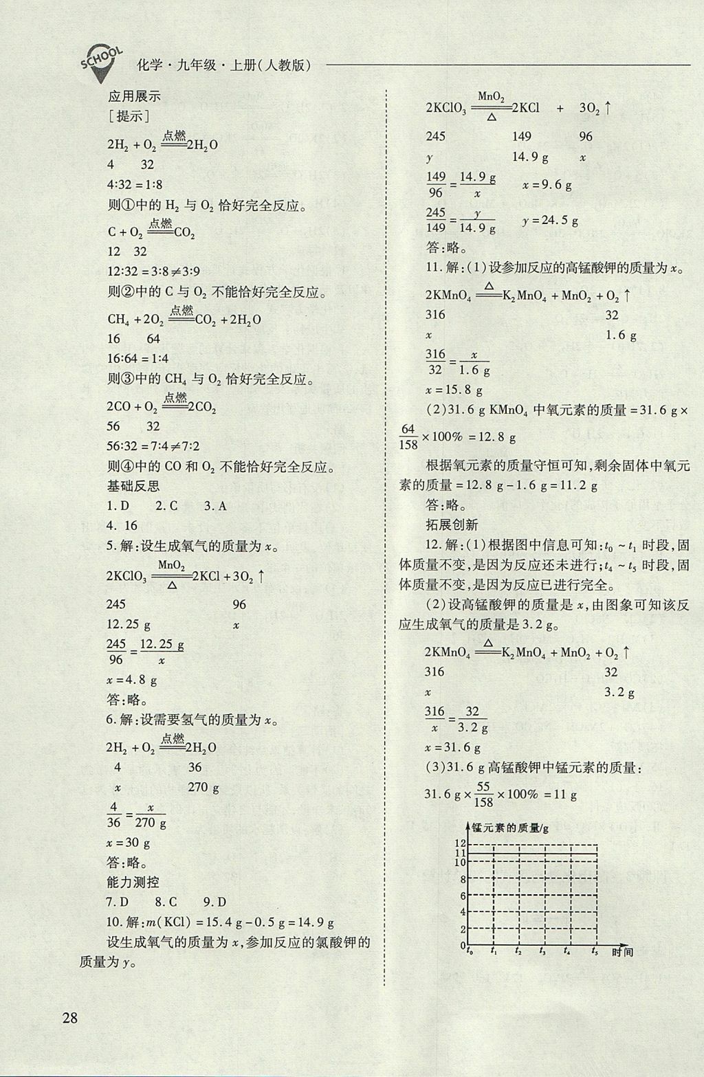 2017年新課程問題解決導(dǎo)學(xué)方案九年級(jí)化學(xué)上冊(cè)人教版 參考答案第28頁(yè)