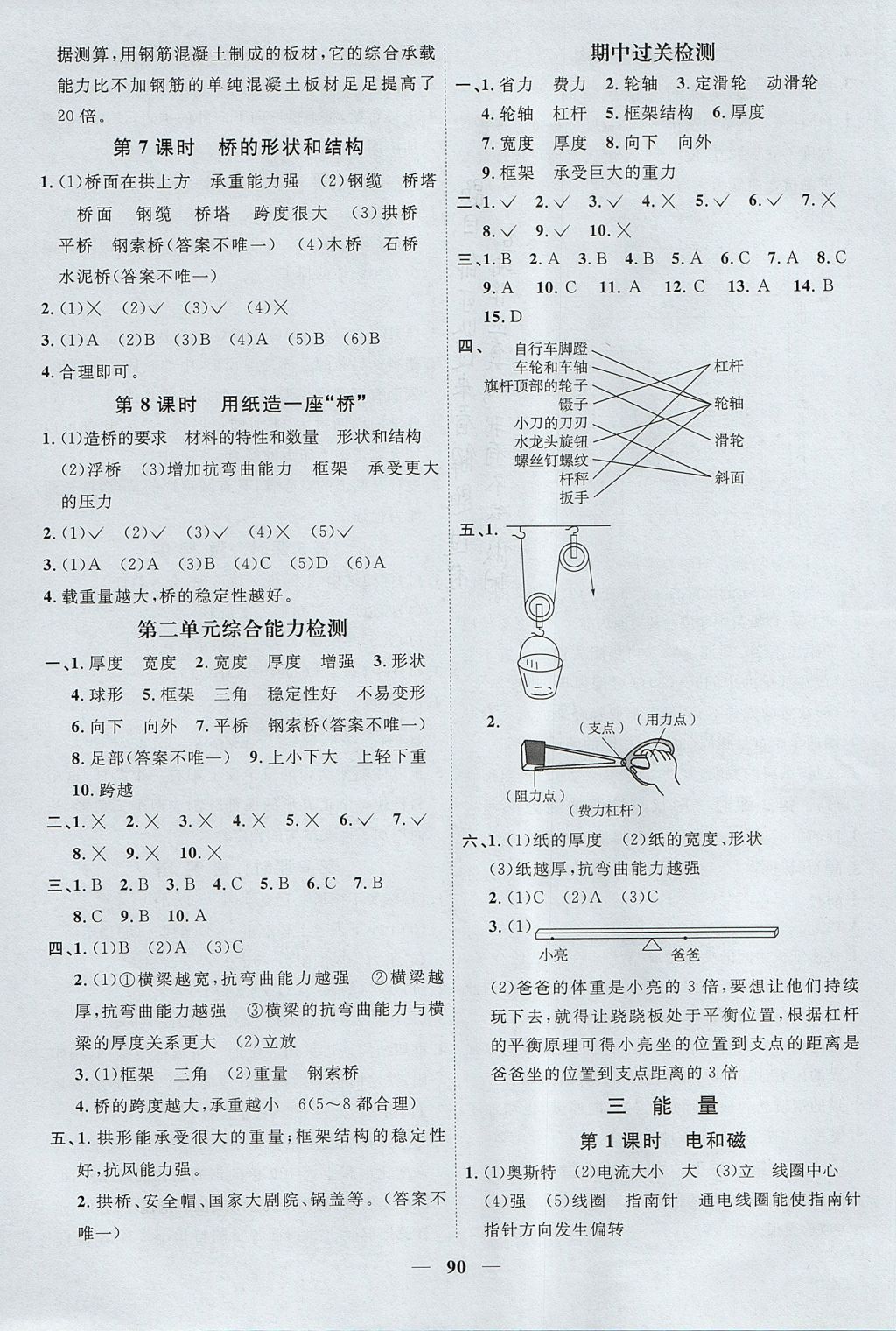 2017年陽光同學(xué)課時優(yōu)化作業(yè)六年級科學(xué)上冊教科版 參考答案第4頁