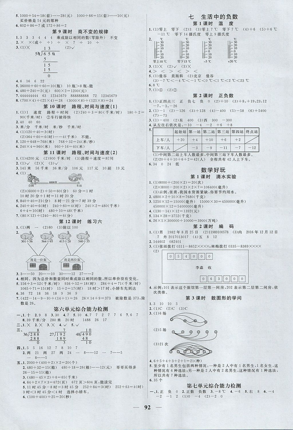 2017年陽光同學(xué)課時優(yōu)化作業(yè)四年級數(shù)學(xué)上冊北師大版 參考答案第6頁