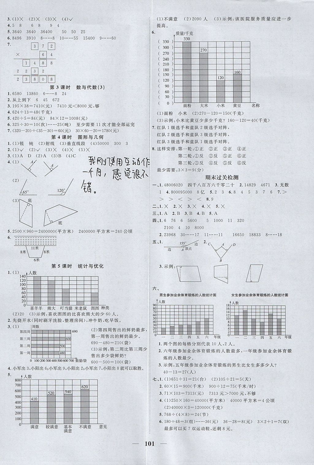 2017年陽光同學(xué)課時優(yōu)化作業(yè)四年級數(shù)學(xué)上冊人教版 參考答案第9頁