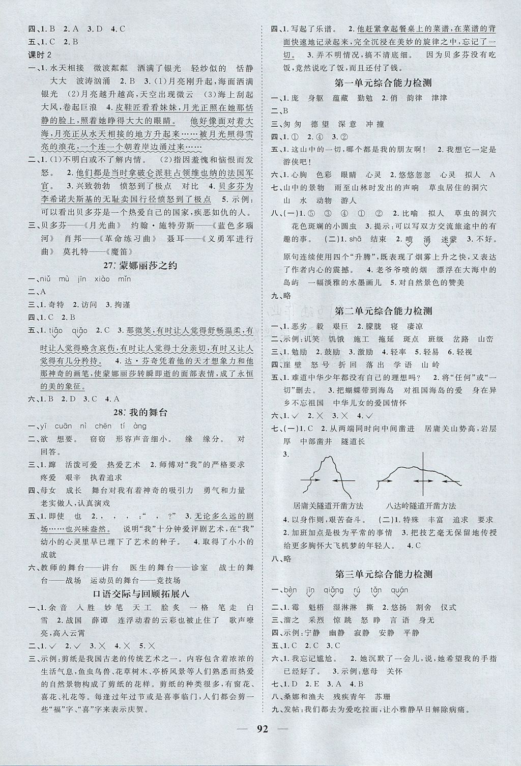 2017年陽光同學課時優(yōu)化作業(yè)六年級語文上冊人教版深圳專版 參考答案第6頁