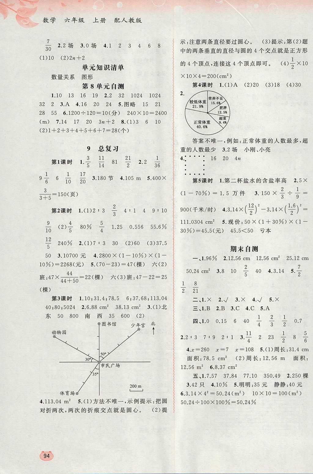 2017年新课程学习与测评同步学习六年级数学上册人教版 参考答案第8页