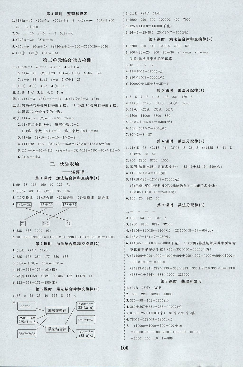 2017年陽光同學(xué)課時(shí)優(yōu)化作業(yè)四年級(jí)數(shù)學(xué)上冊(cè)青島版五四制山東專版 參考答案第2頁