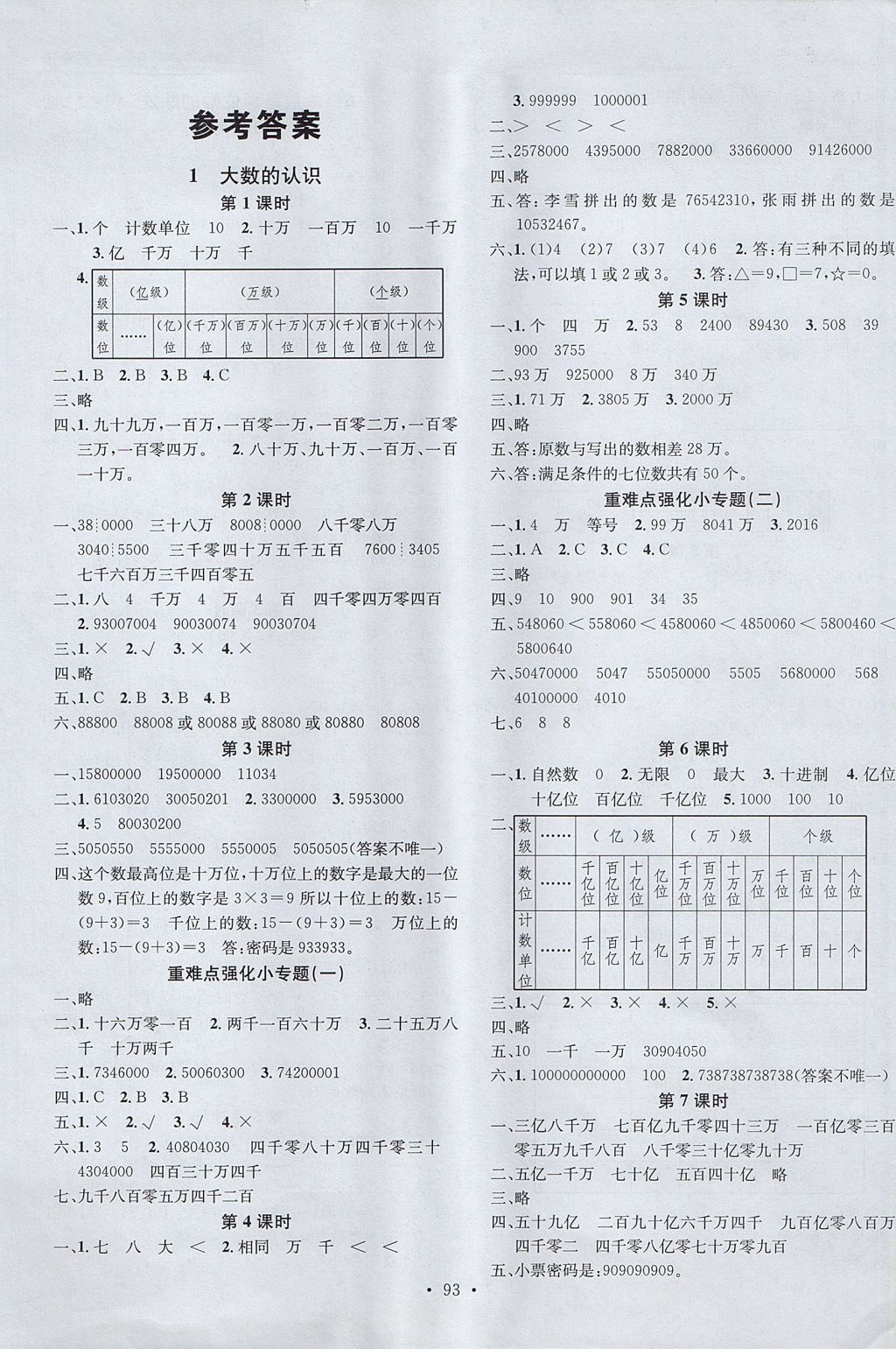 2017年名校課堂四年級數(shù)學上冊人教版 參考答案第1頁