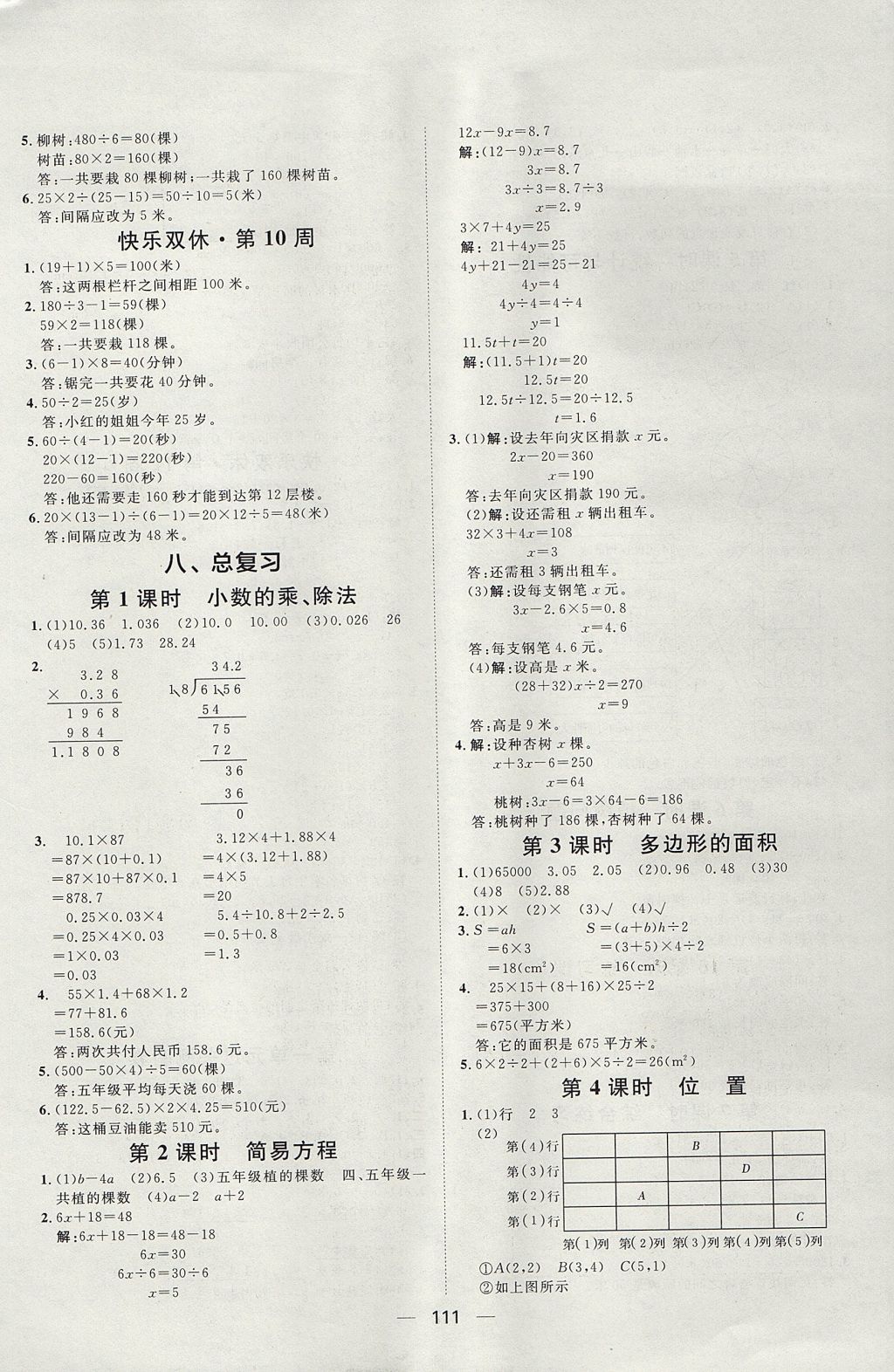 2017年陽(yáng)光計(jì)劃第一步全效訓(xùn)練達(dá)標(biāo)方案五年級(jí)數(shù)學(xué)上冊(cè)人教版 參考答案第15頁(yè)