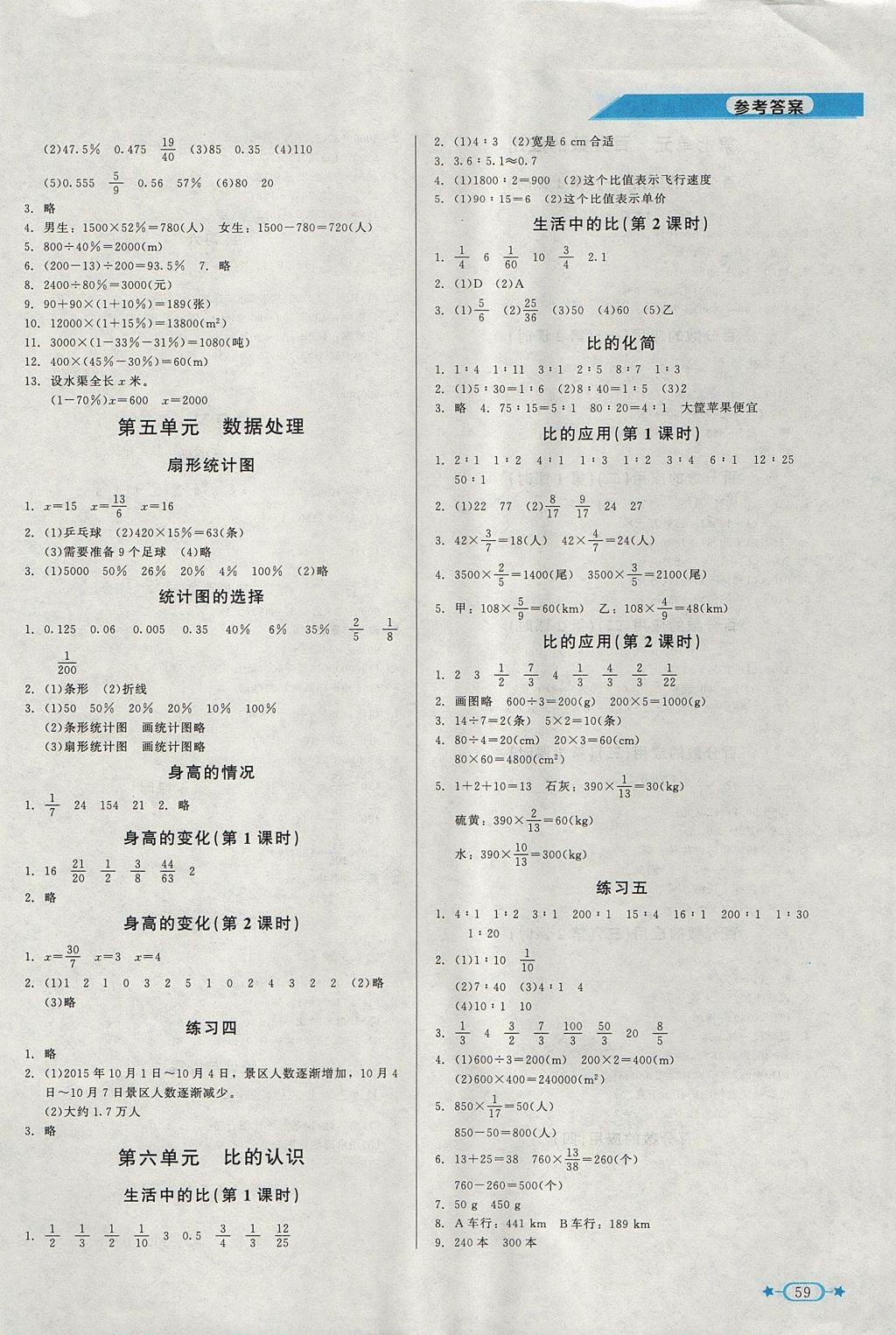 2017年新課標(biāo)同步單元練習(xí)六年級(jí)數(shù)學(xué)上冊(cè)北師大版 參考答案第3頁(yè)