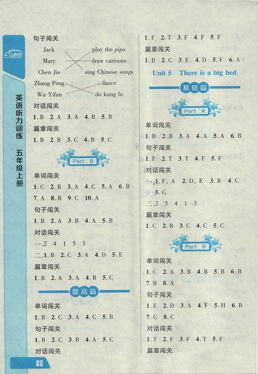 2017年长江全能学案英语听力训练五年级上册人教版 参考答案第28页