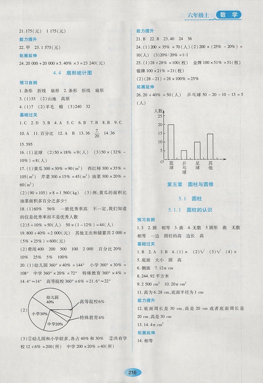 2017年資源與評價(jià)六年級(jí)數(shù)學(xué)上冊人教版五四制 參考答案第10頁