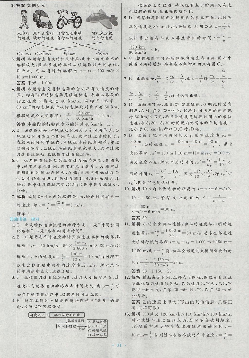 2017年初中同步测控优化设计八年级物理上册人教版 参考答案第3页