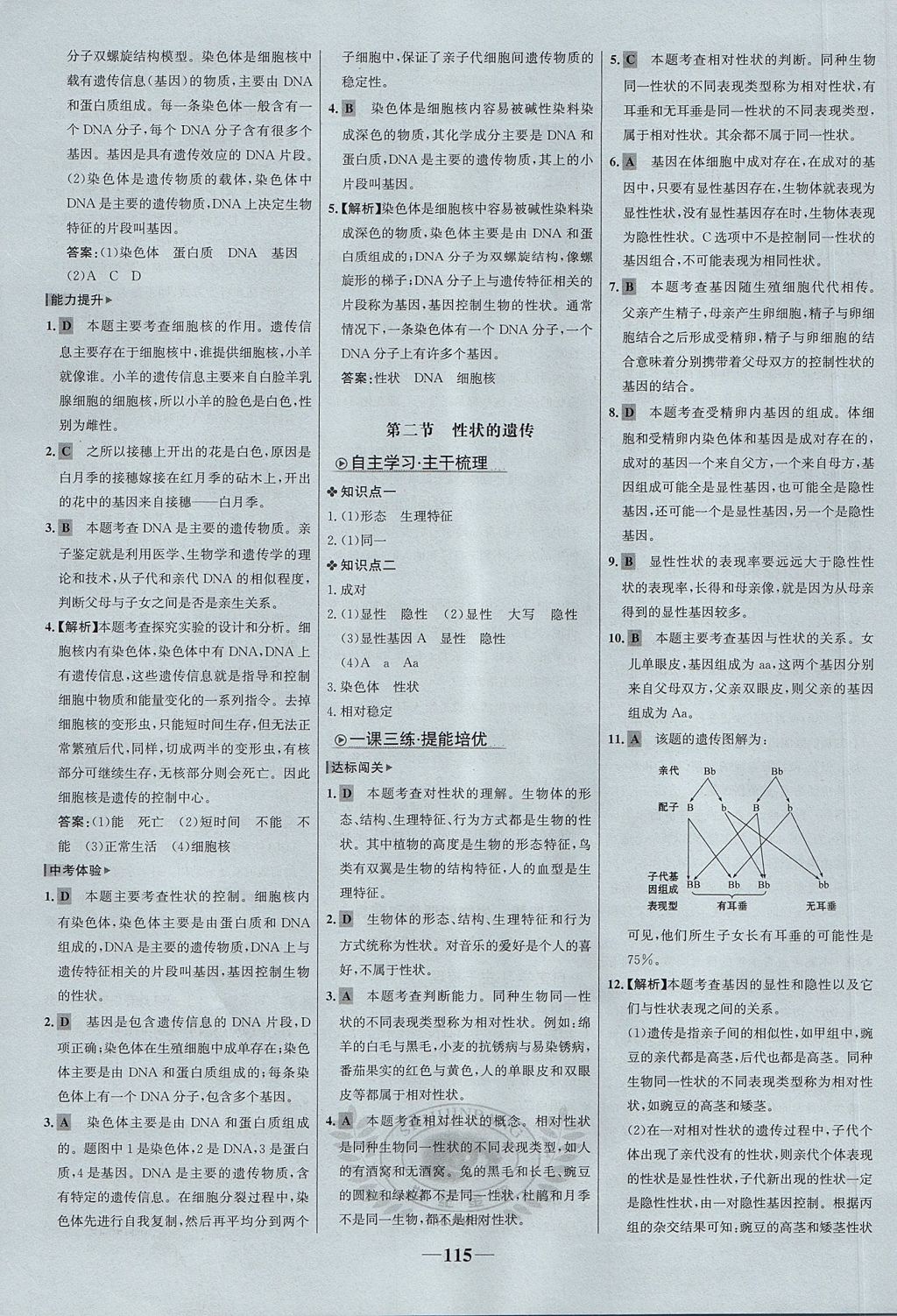 2017年世紀(jì)金榜金榜學(xué)案八年級生物上冊濟(jì)南版 參考答案第15頁