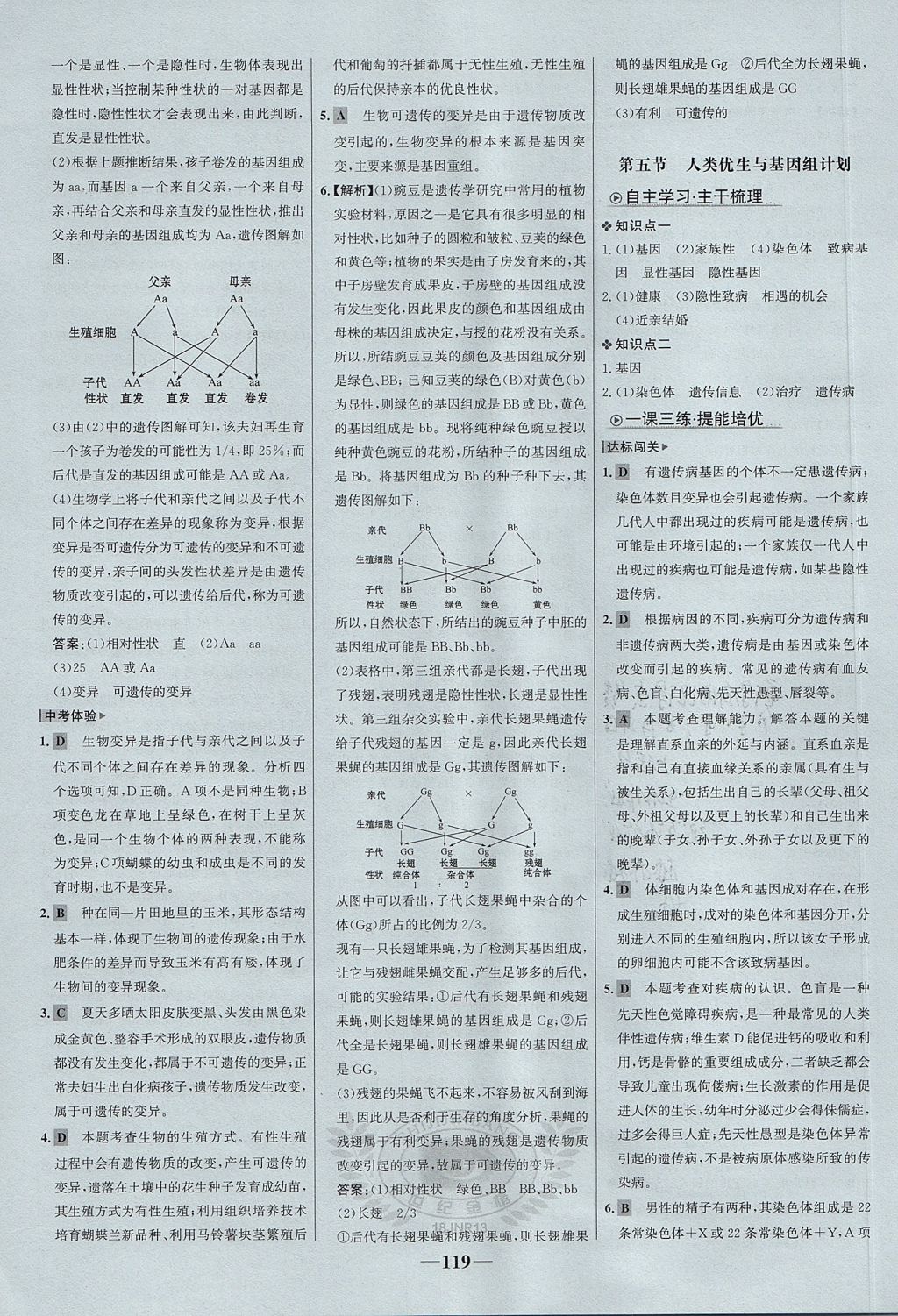 2017年世紀(jì)金榜金榜學(xué)案八年級生物上冊濟(jì)南版 參考答案第19頁