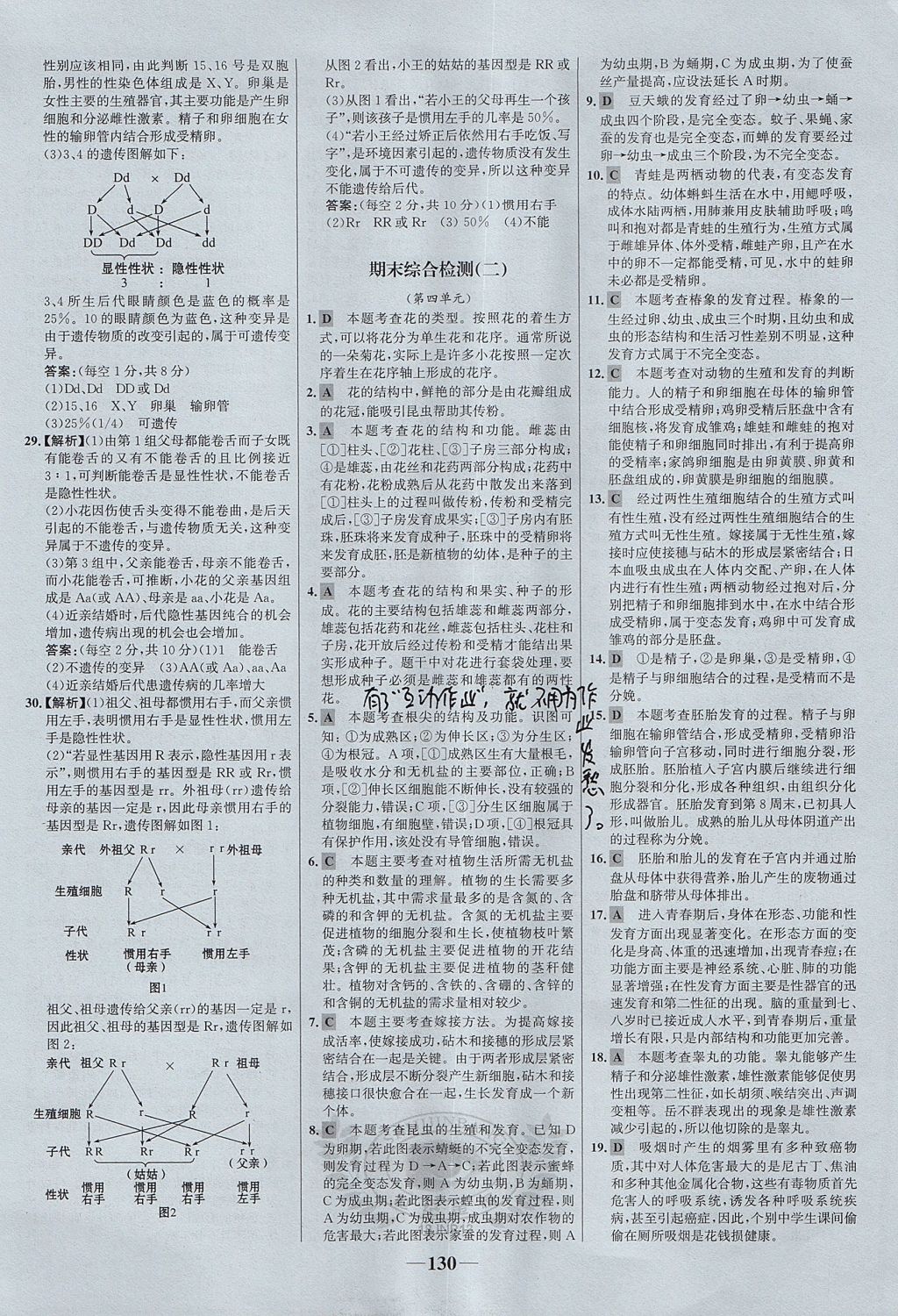 2017年世紀金榜金榜學(xué)案八年級生物上冊濟南版 參考答案第30頁