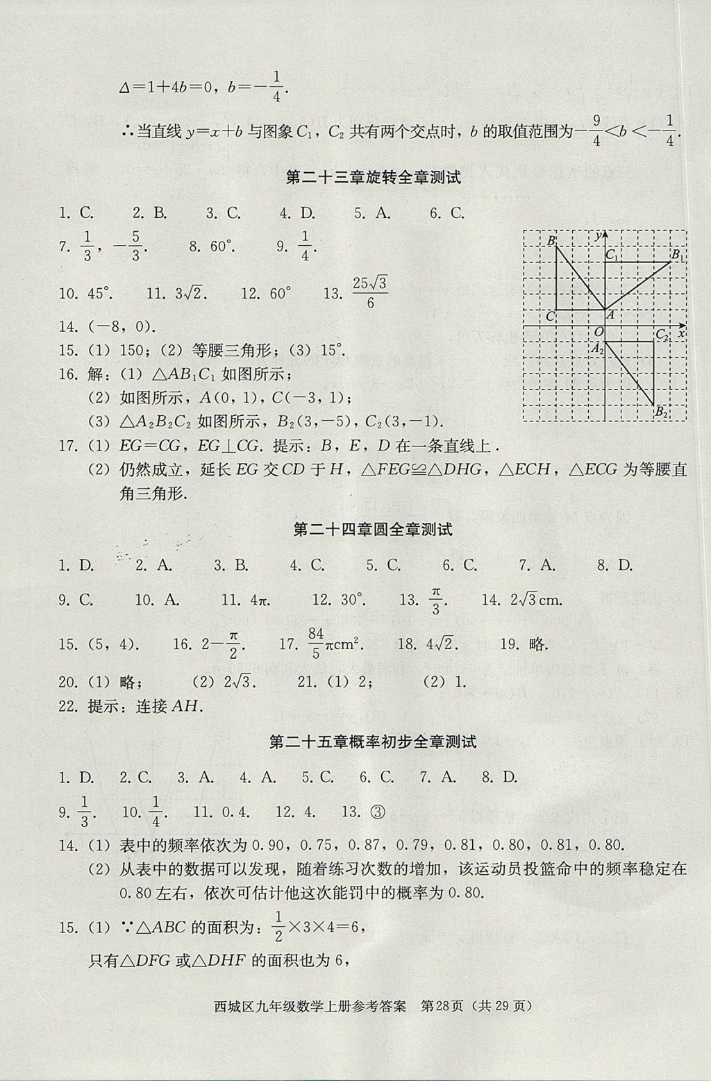 2017年學(xué)習(xí)探究診斷九年級(jí)數(shù)學(xué)上冊(cè)人教版 參考答案第28頁(yè)