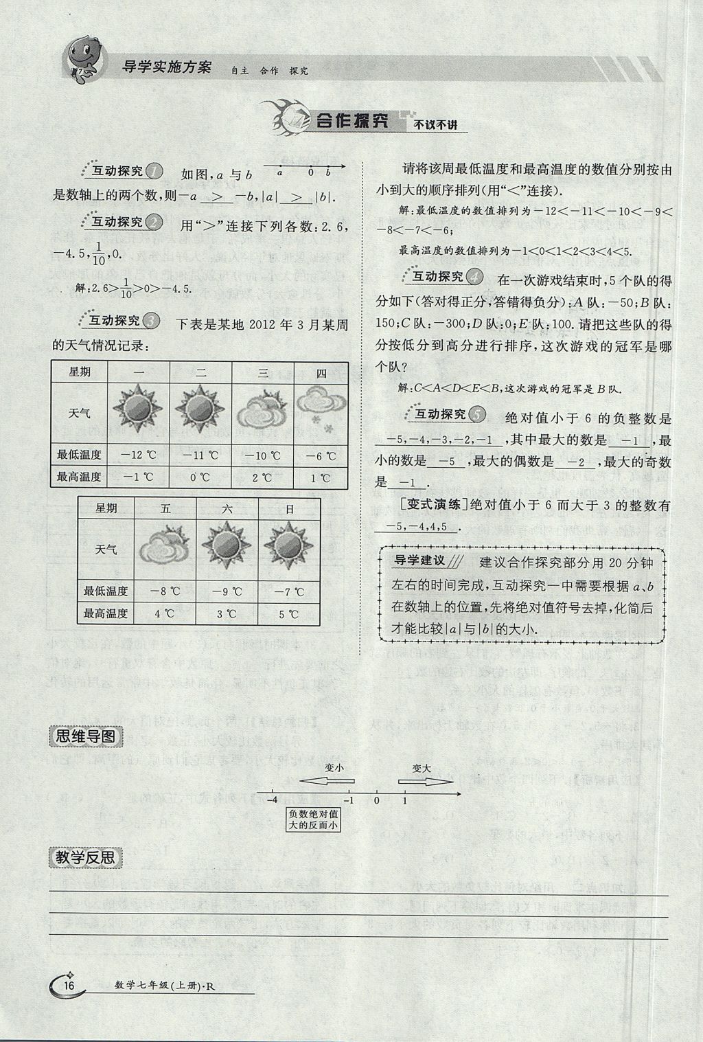 2017年金太陽導學案七年級數(shù)學上冊 第一章 有理數(shù)第16頁