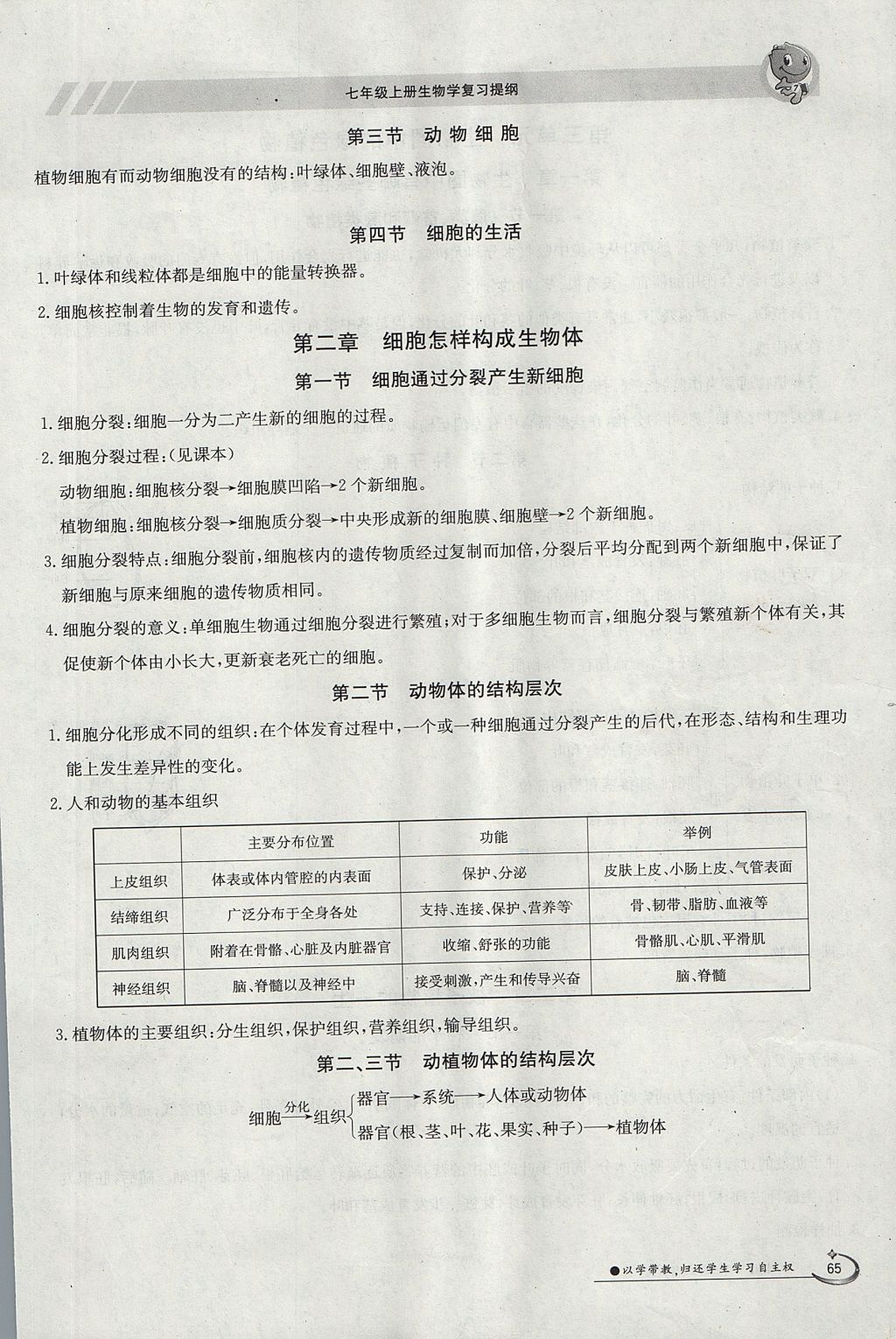 2017年金太陽導(dǎo)學(xué)案七年級生物上冊人教版 第三單元第47頁