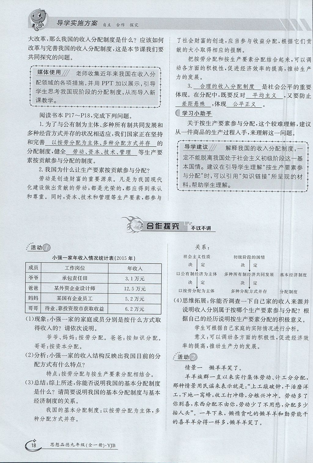 2017年金太陽導學案九年級思想品德全一冊粵教版 第一單元第18頁