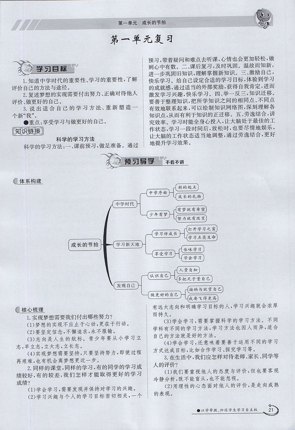 2017年金太陽導(dǎo)學(xué)案七年級道德與法治上冊 第一單元第21頁