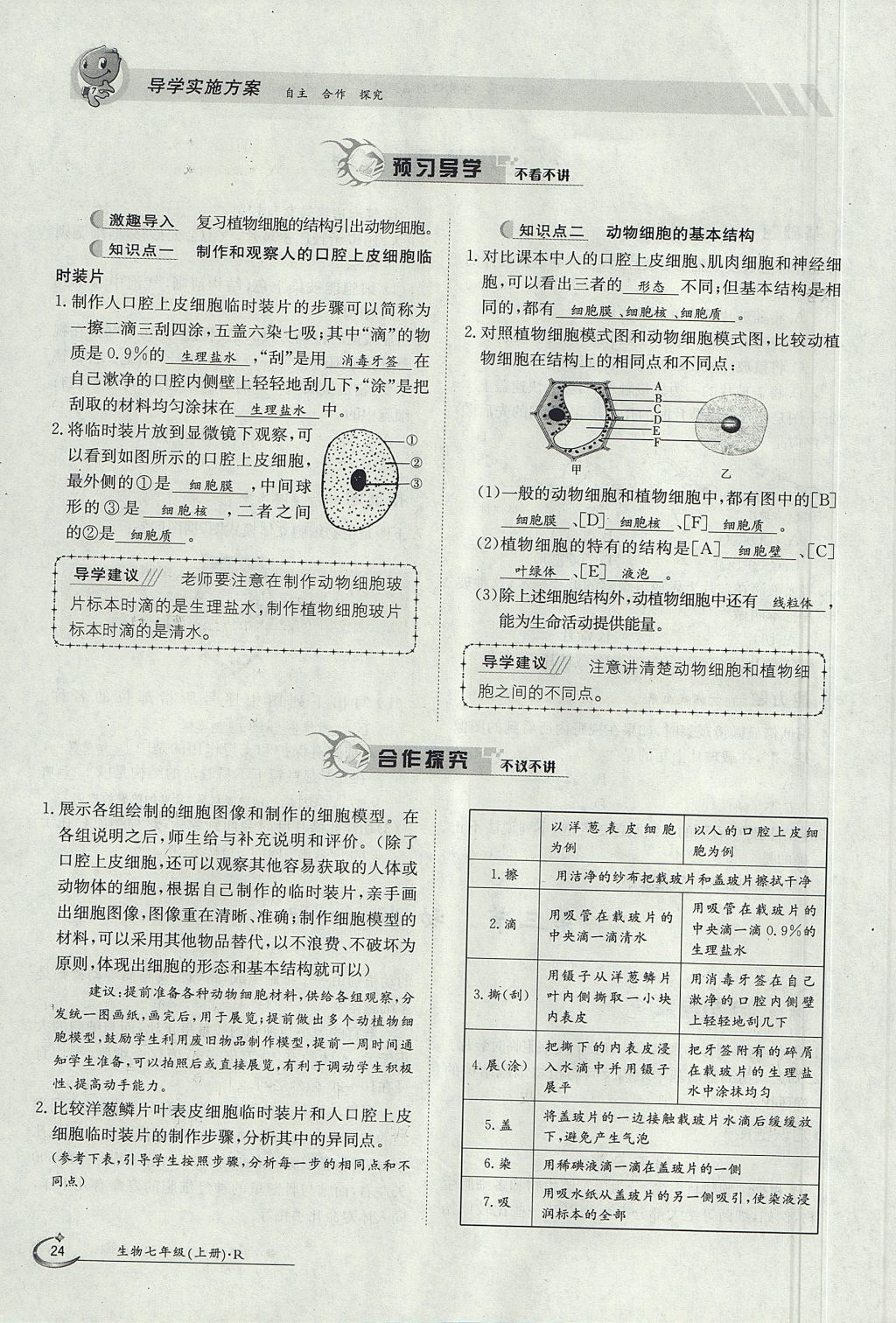 2017年金太陽(yáng)導(dǎo)學(xué)案七年級(jí)生物上冊(cè)人教版 第二單元第60頁(yè)