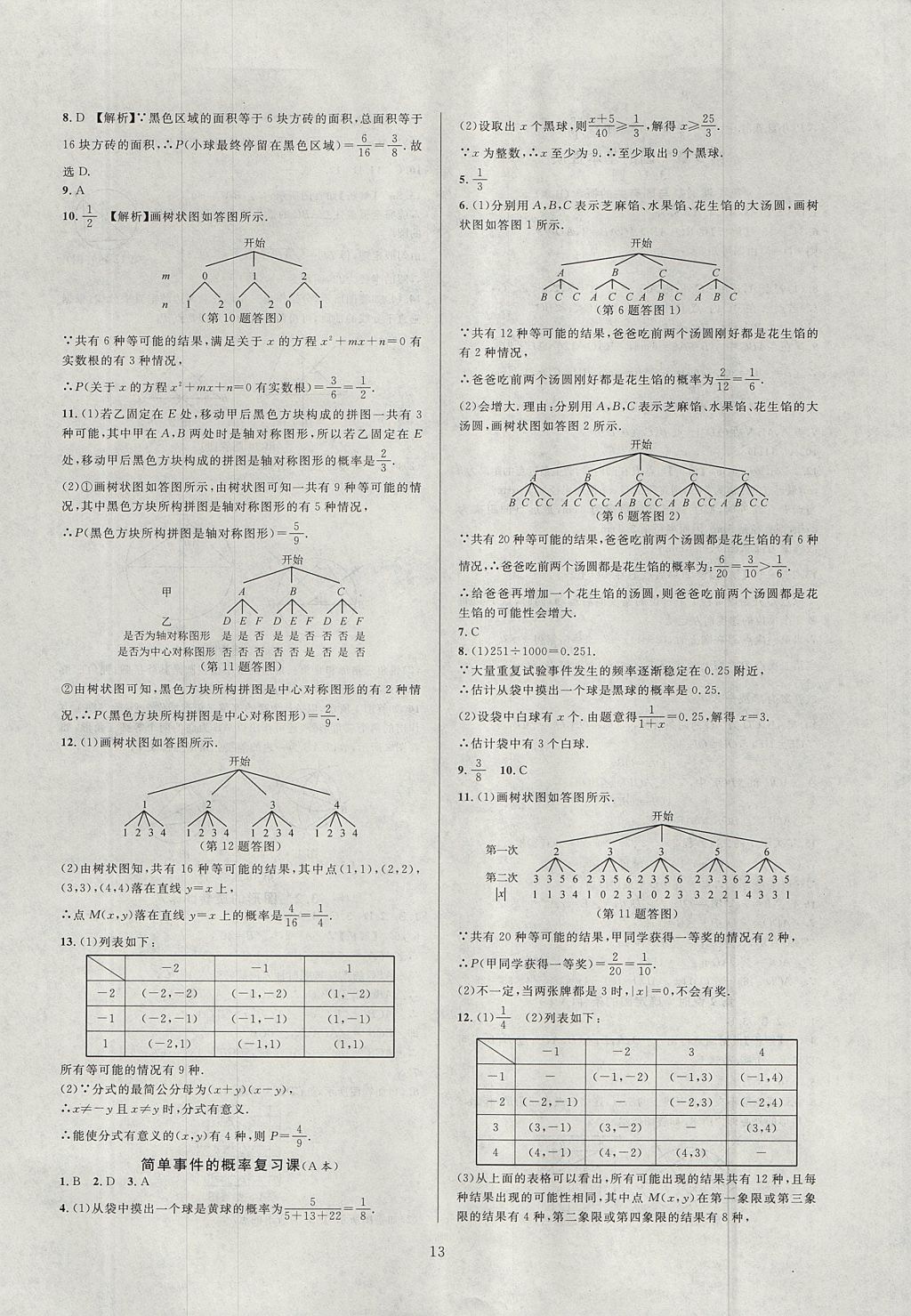 2017年全優(yōu)新同步九年級(jí)數(shù)學(xué)全一冊(cè)浙教版 參考答案