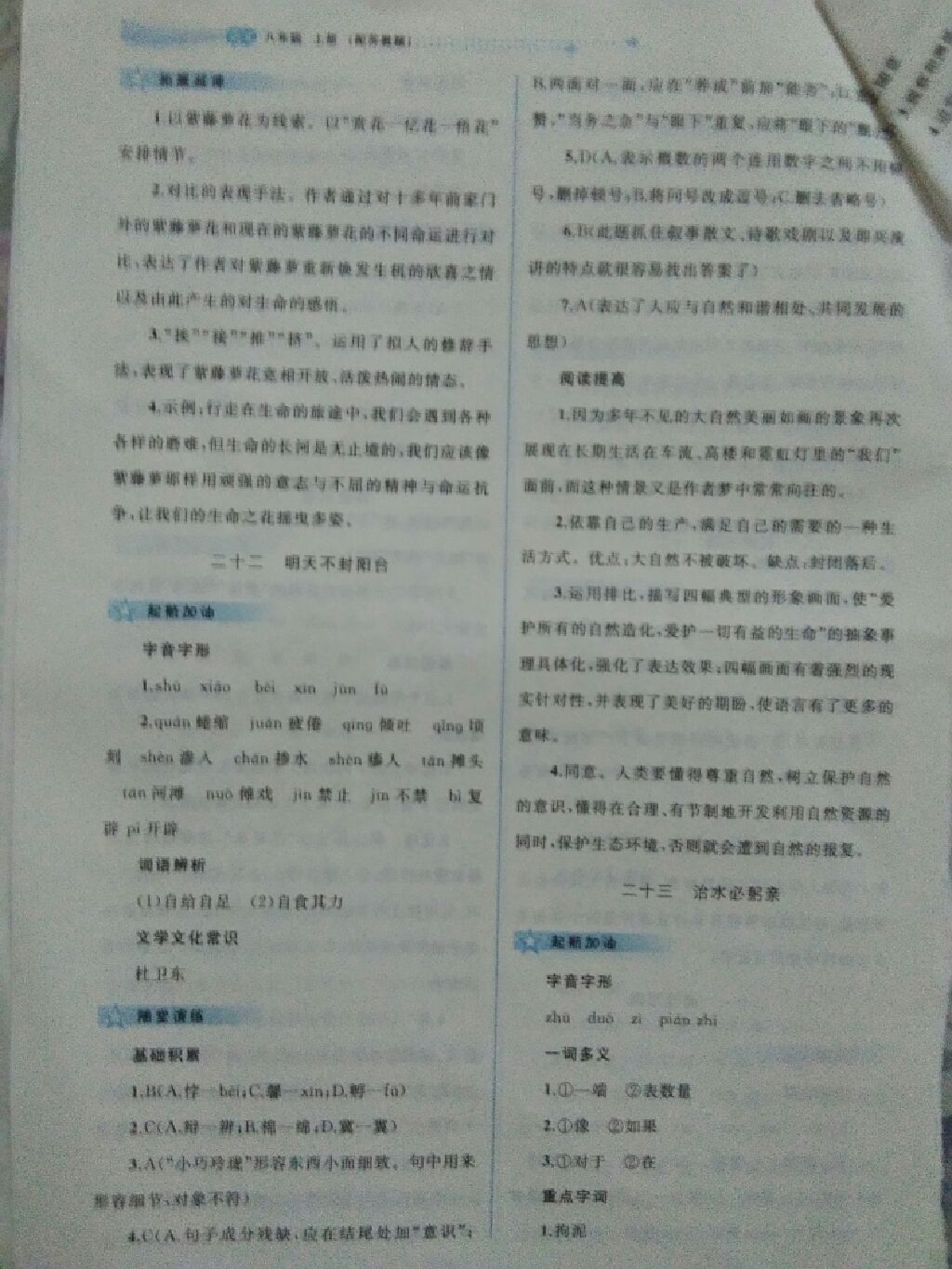 2017年新课程学习与测评同步学习八年级语文上册苏教版 参考答案第20页