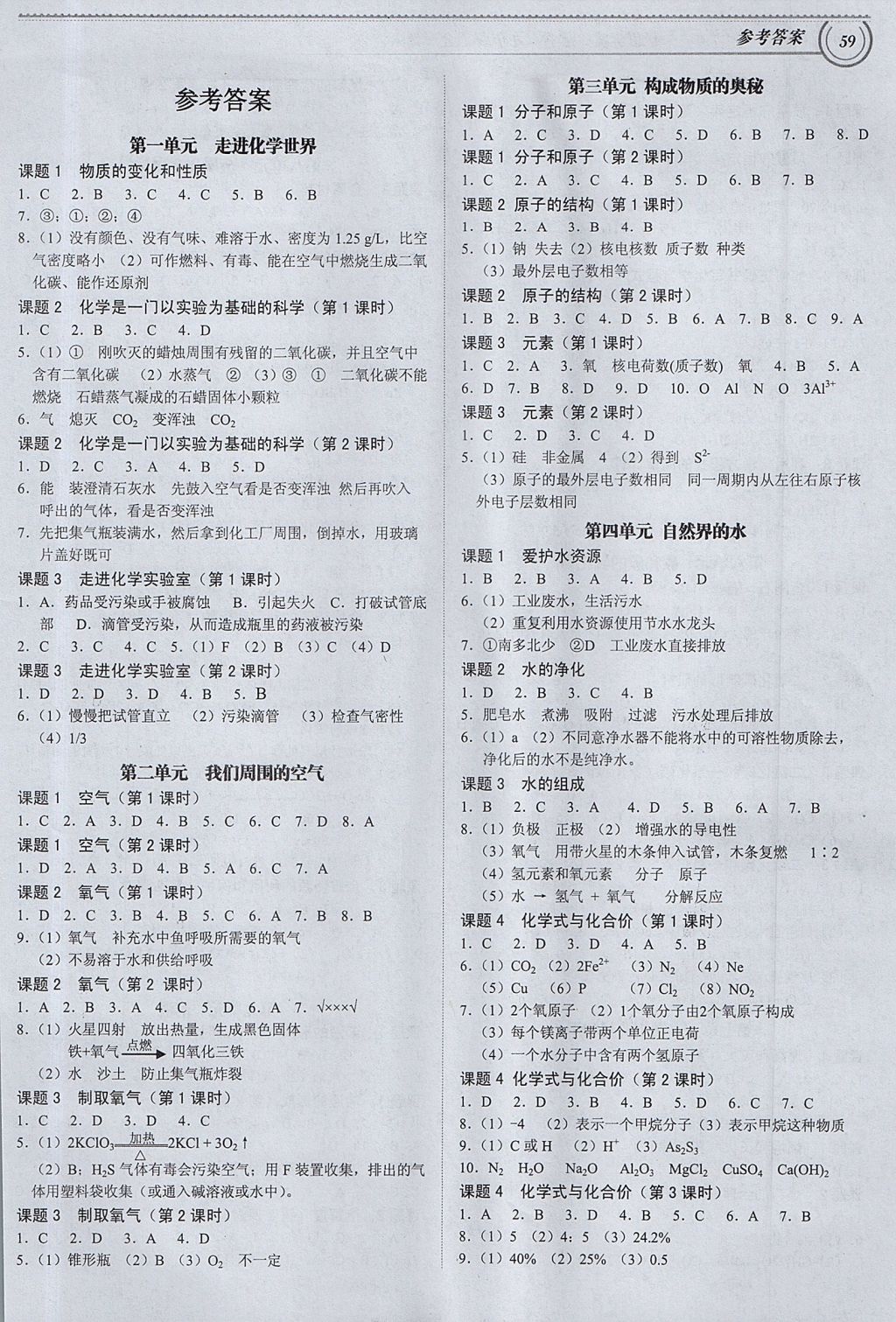 2017年導(dǎo)思學(xué)案九年級化學(xué)全一冊人教版 參考答案