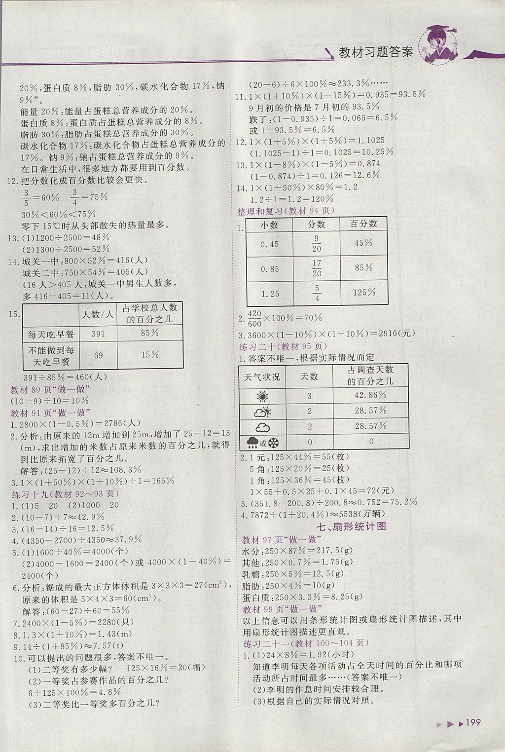 2017年黃岡小狀元數(shù)學(xué)詳解六年級數(shù)學(xué)上冊人教版廣東專版 參考答案