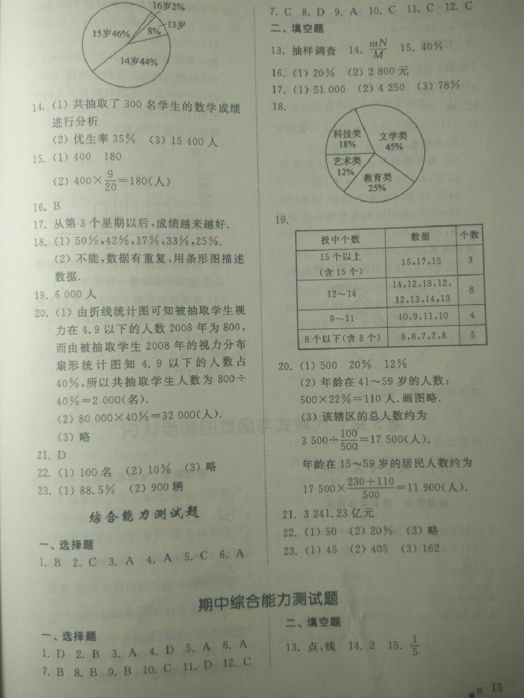 2017年綜合能力訓練七年級數(shù)學上冊青島版 參考答案第8頁