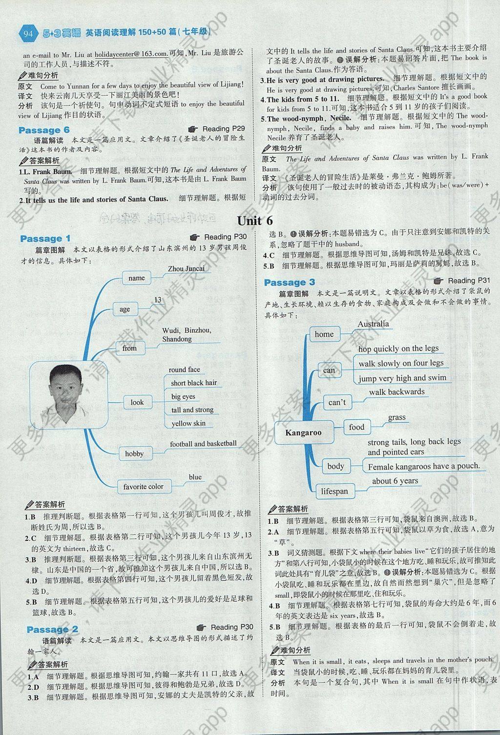 2017年53English英语阅读理解150加50篇七年级上册答案