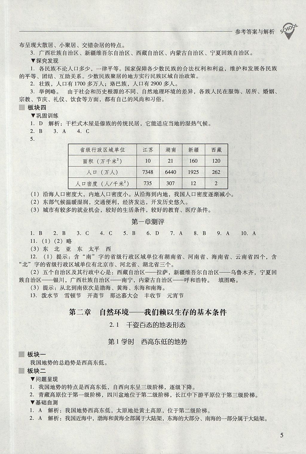 2017年新課程問題解決導學方案八年級地理上冊晉教版 參考答案