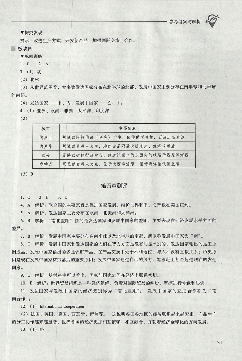 2017年新课程问题解决导学方案七年级地理上册人教版 参考答案