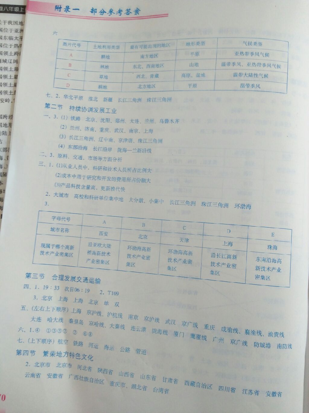 2017年填充圖冊八年級地理上冊星球地圖出版社 參考答案