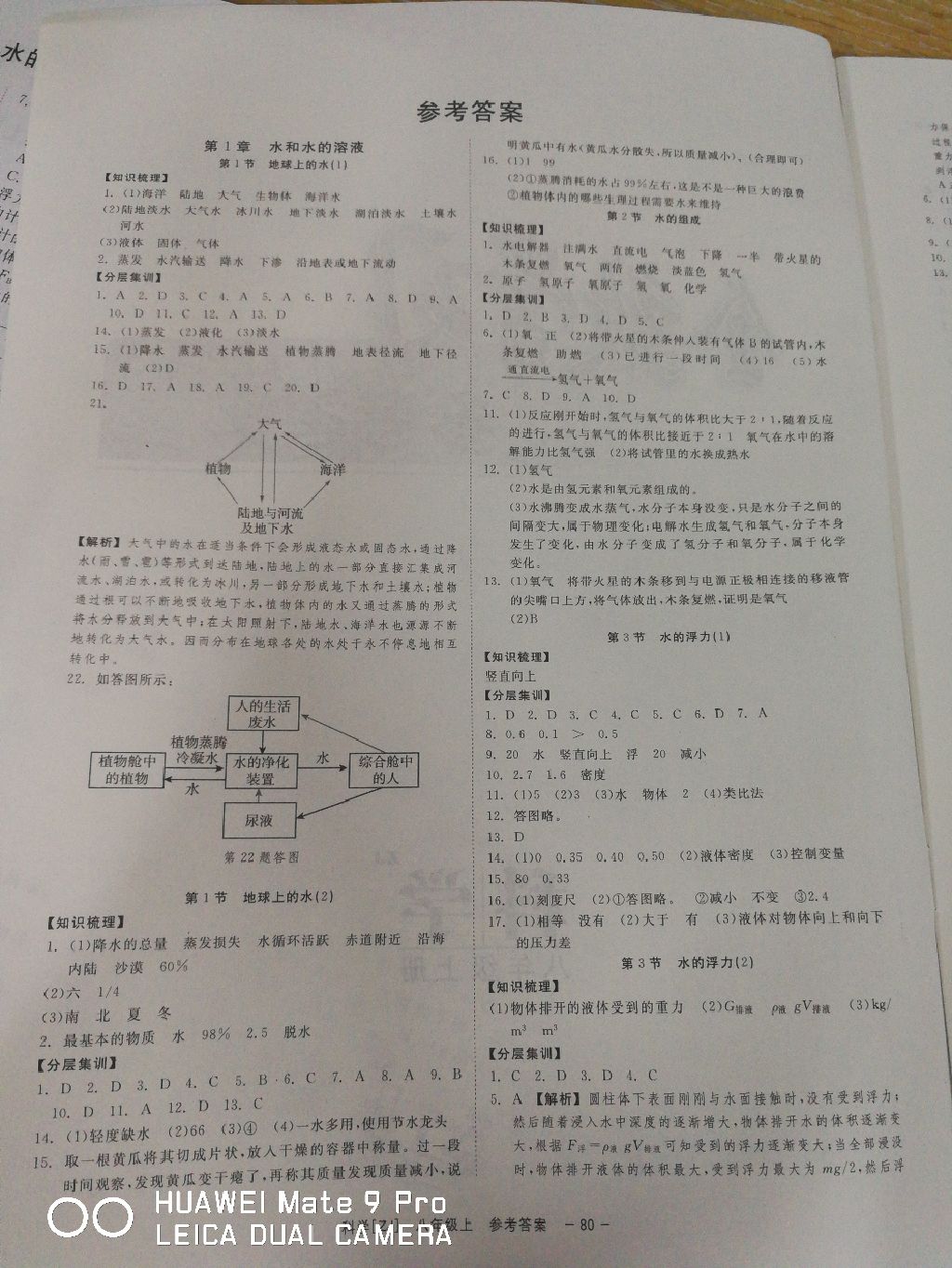 2017年全效学习八年级科学上册浙教版创新版 参考答案第1页