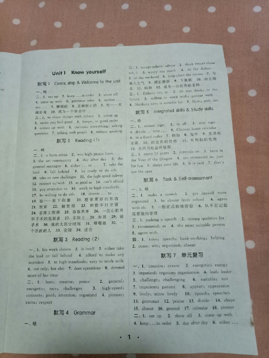 2017年通城學(xué)典初中英語(yǔ)默寫(xiě)能手九年級(jí)上冊(cè)譯林版 參考答案第1頁(yè)