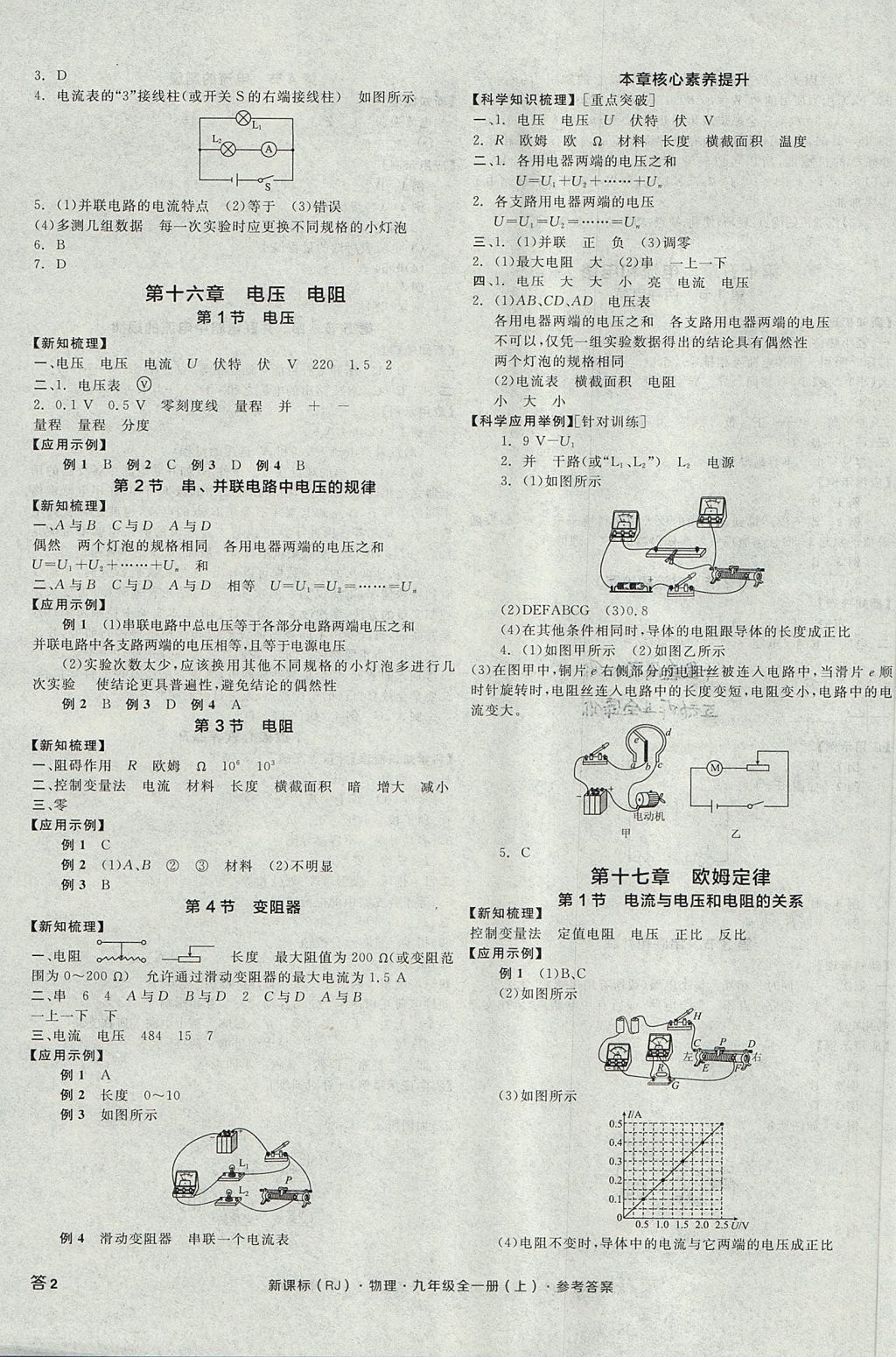 2017年全品學(xué)練考九年級(jí)物理全一冊(cè)上人教版 參考答案第3頁(yè)