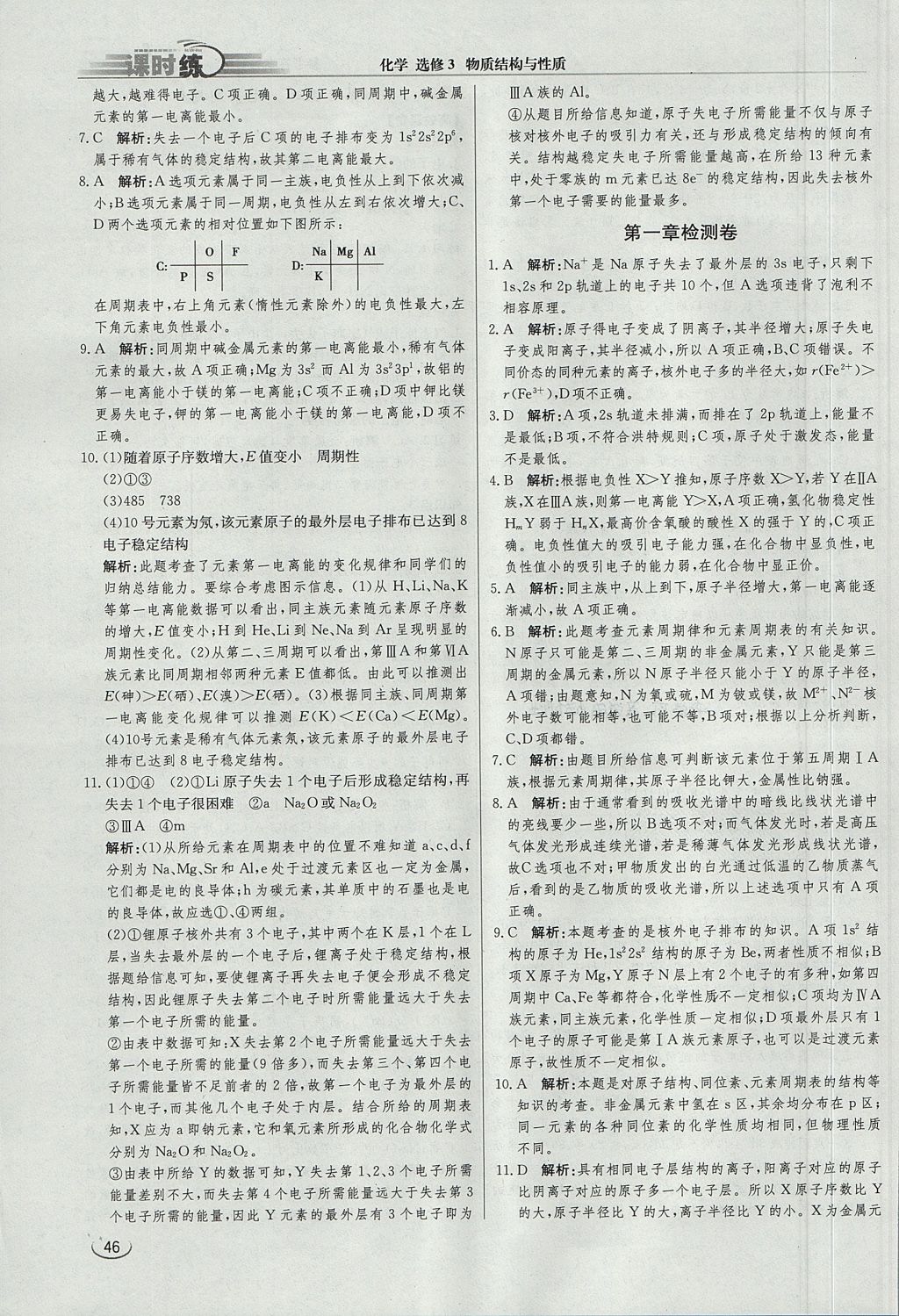 2018年同步練習(xí)冊(cè)課時(shí)練化學(xué)選修3 參考答案第4頁