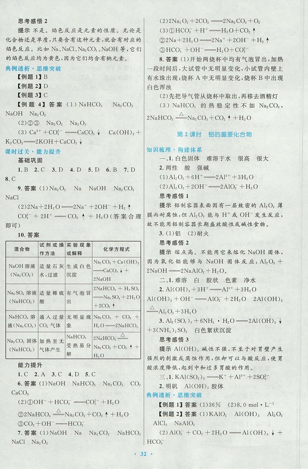 2018年高中同步测控优化设计化学必修1人教版 参考答案第16页