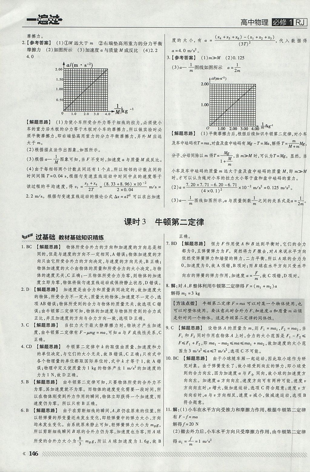 2018年一遍过高中物理必修1人教版 参考答案第34页