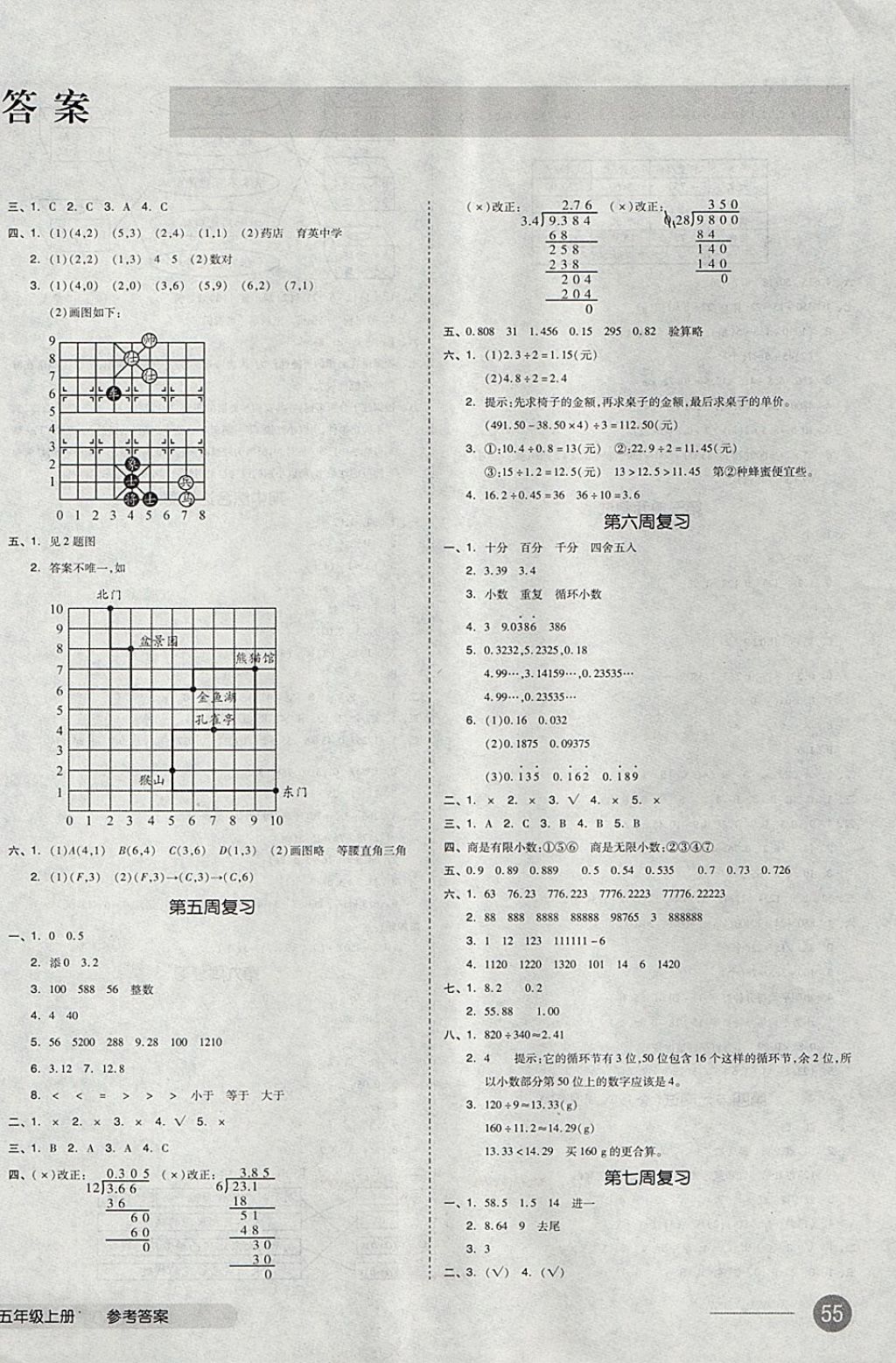 2017年全品小復(fù)習(xí)五年級(jí)數(shù)學(xué)上冊(cè)人教版 參考答案第2頁