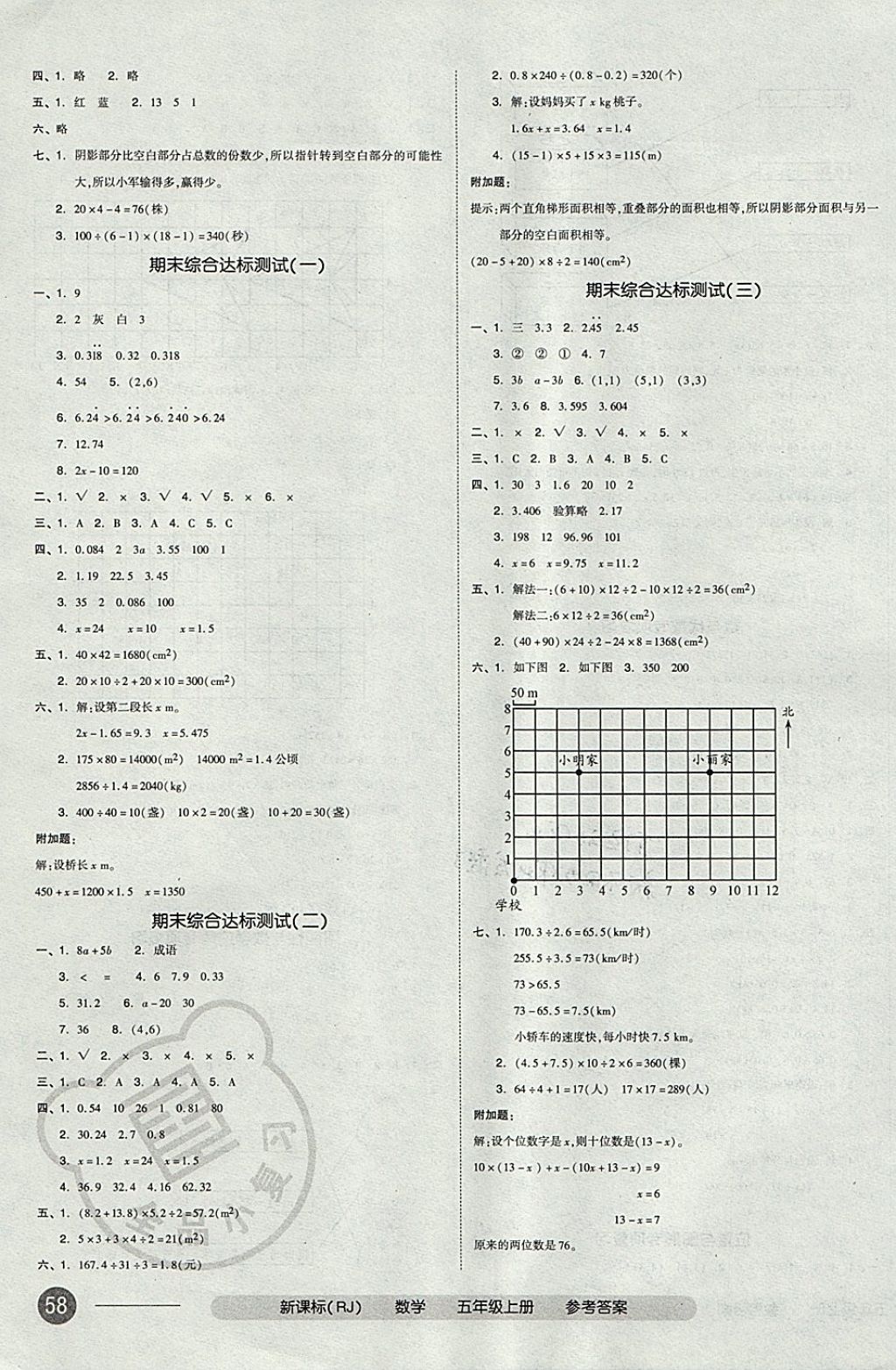 2017年全品小復(fù)習(xí)五年級(jí)數(shù)學(xué)上冊(cè)人教版 參考答案第7頁(yè)