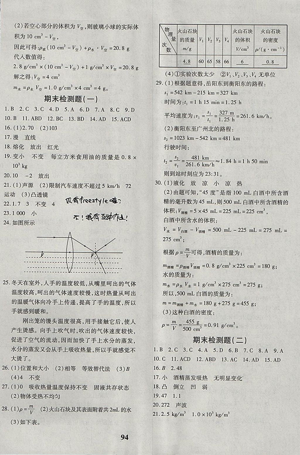 2017年黄冈360度定制密卷八年级物理上册人教版 参考答案第6页