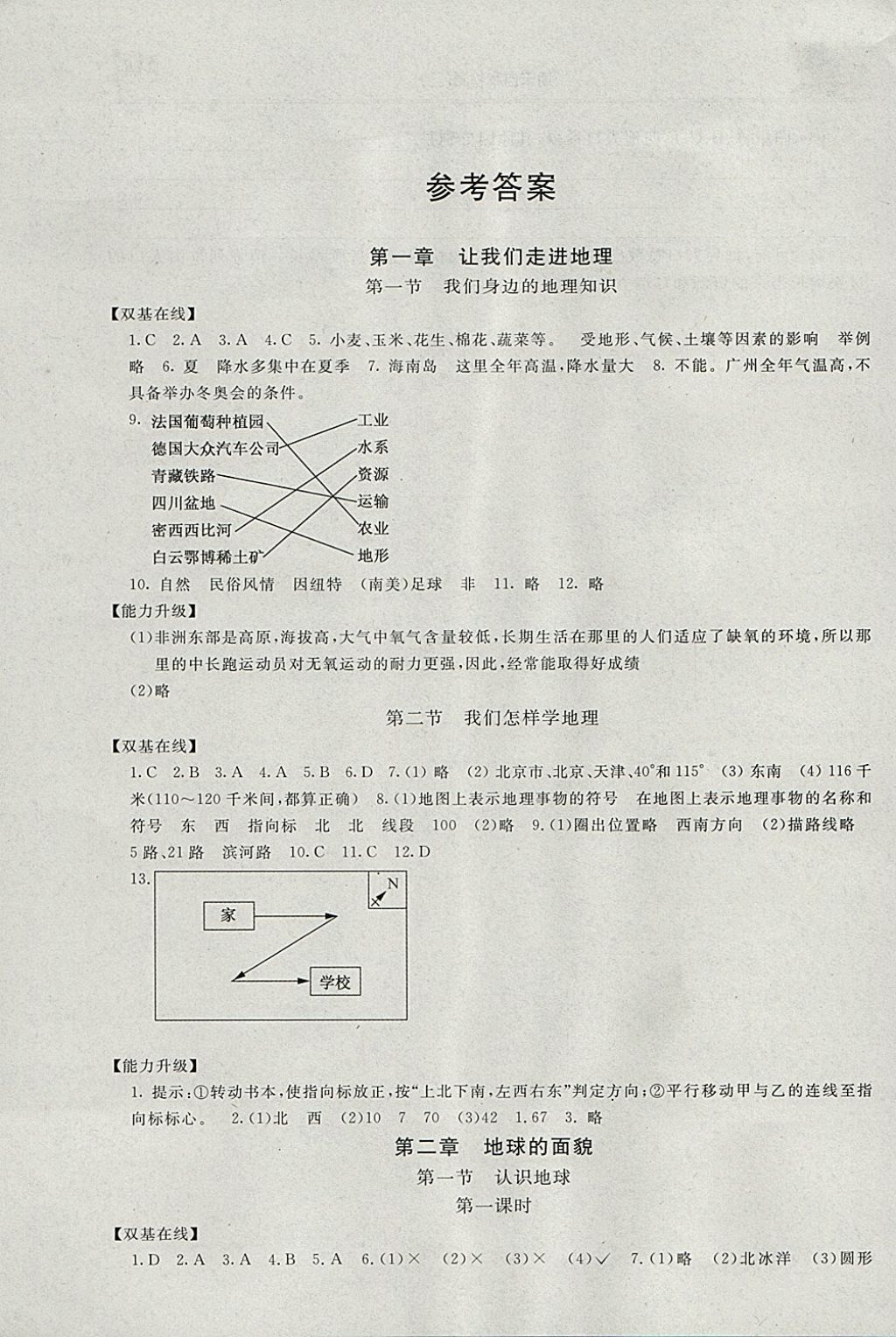 2017年新课标互动同步七年级地理上册湘教版 参考答案第1页 参考